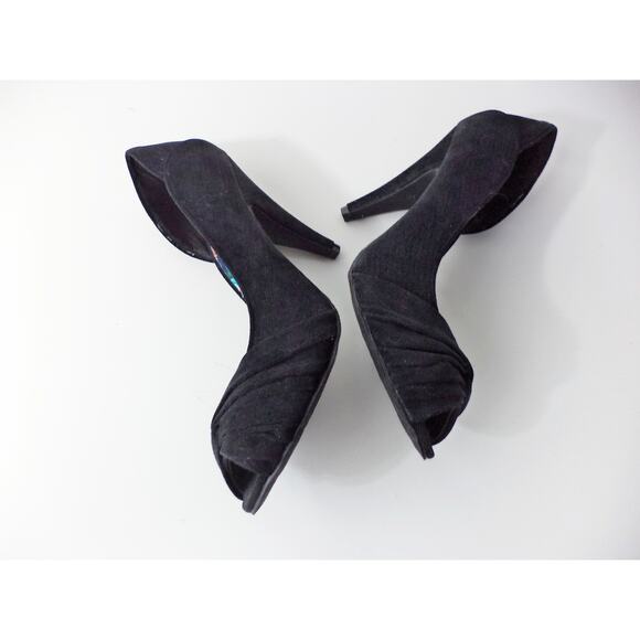 ROCKET DOG BLACK VELOUR FABRIC OPEN TOE D'ORSAY HEEL PUMP SHOE SZ 7M - Picture 6 of 7